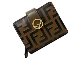 Billetera bi-fold Fendi Zucca Castaño Negro 