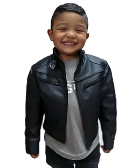 Chaqueta Para Niño De Cuero Sintético Negro