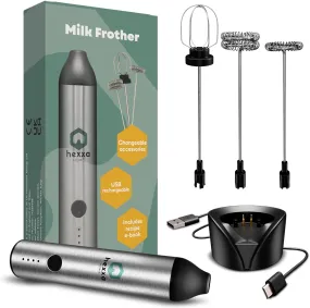 Espumador de leche eléctrico recargable de mano, 3 velocidades, batidor de resorte simple y doble, batidor de globos, soporte de