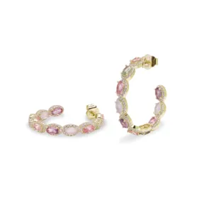 Pendientes aro con piedras en tono rosados y circonitas
